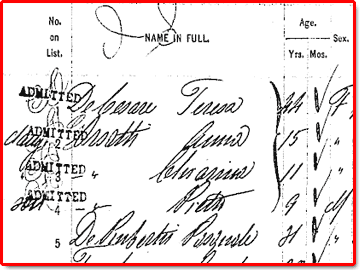 Anna Orsatti - 1906 Passenger Arrival Record